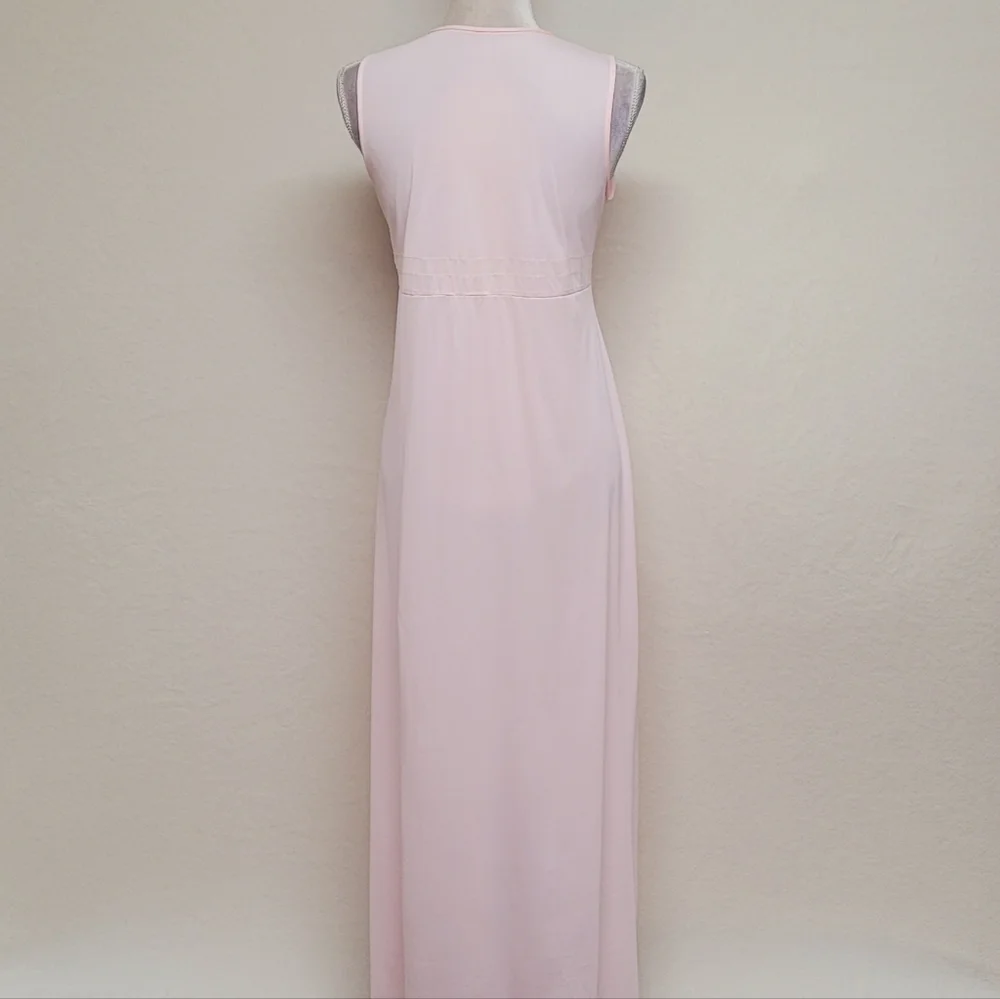 Vintage 60s Gilead Light Pink Floral Embroidered Sleeveless Nightgown Slip Dress - Picture 8 of 14